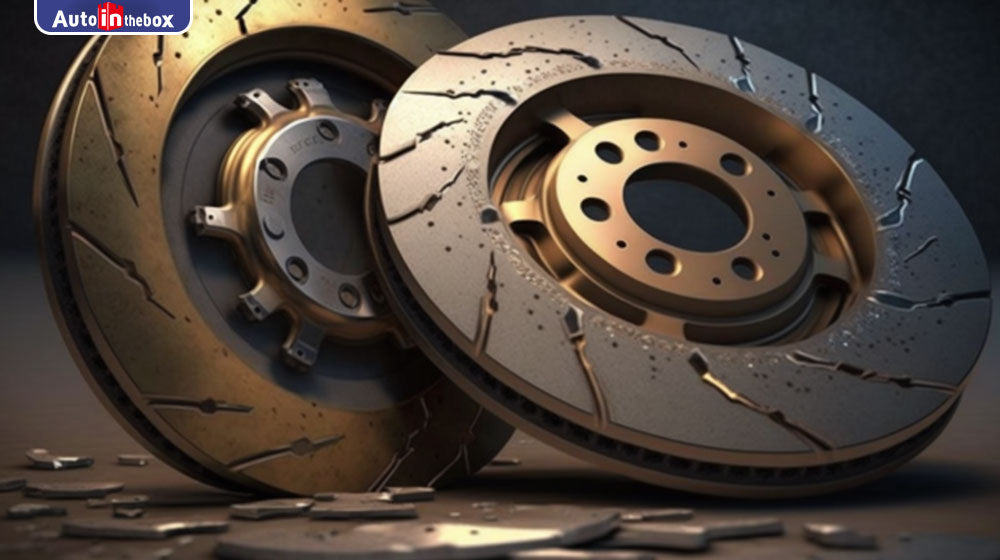 What causes Brake discs or drums are warped or cracked?