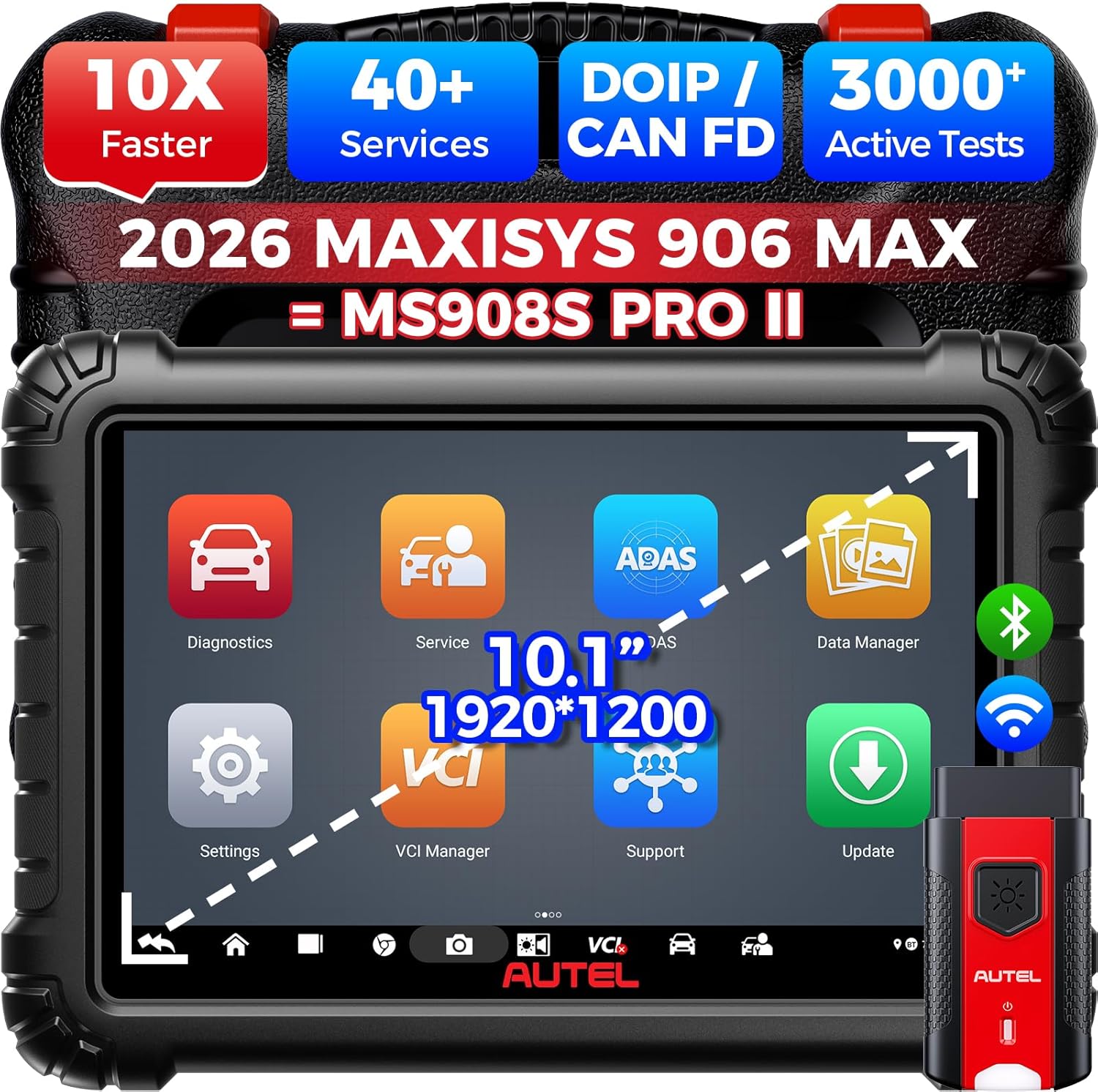 Autel MS906 MAX Bi-Directional Scanner: 2026 MS906MAX Updated of MS906 Pro MP900BT with ECU C0ding, DoIP, CANFD, FCA SGW AutAuth, All System Scan, 40+ Service 3000+ Active Tests as MS908S PRO II