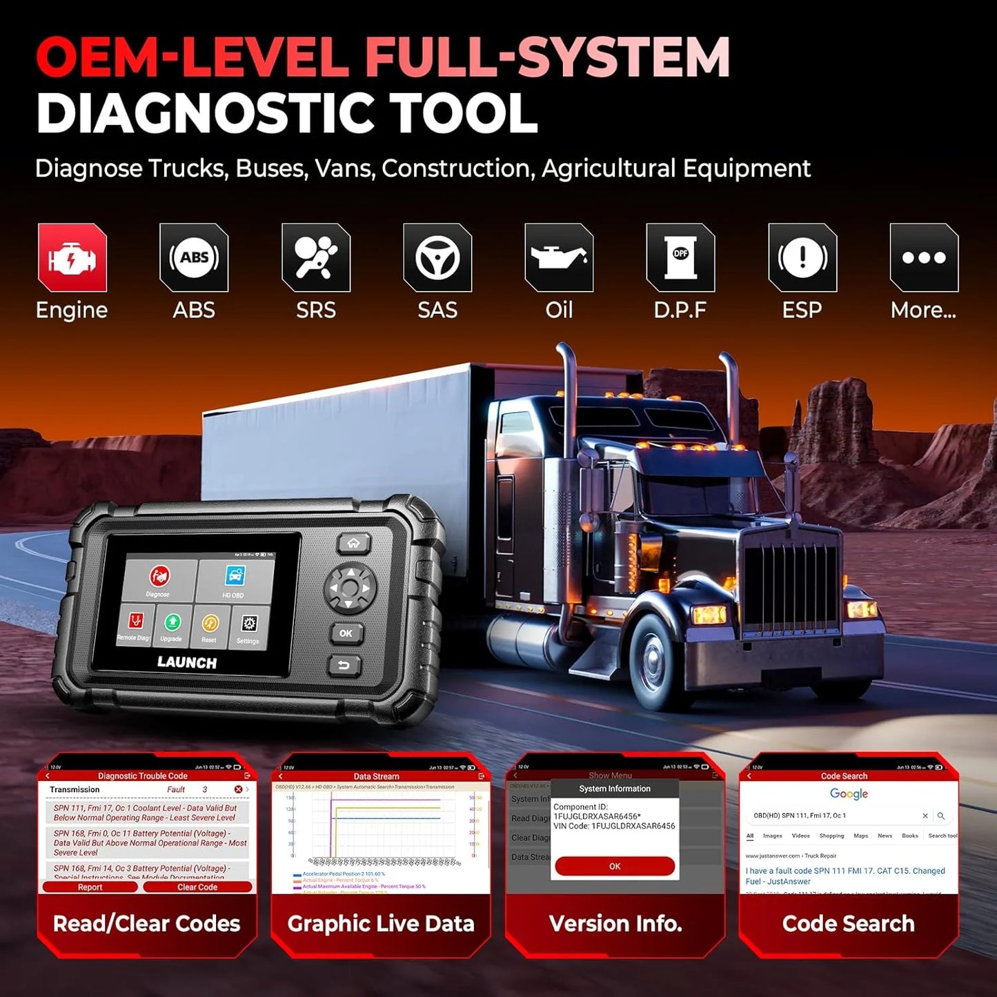 Launch CRP129 HD Heavy Duty Truck Scanner