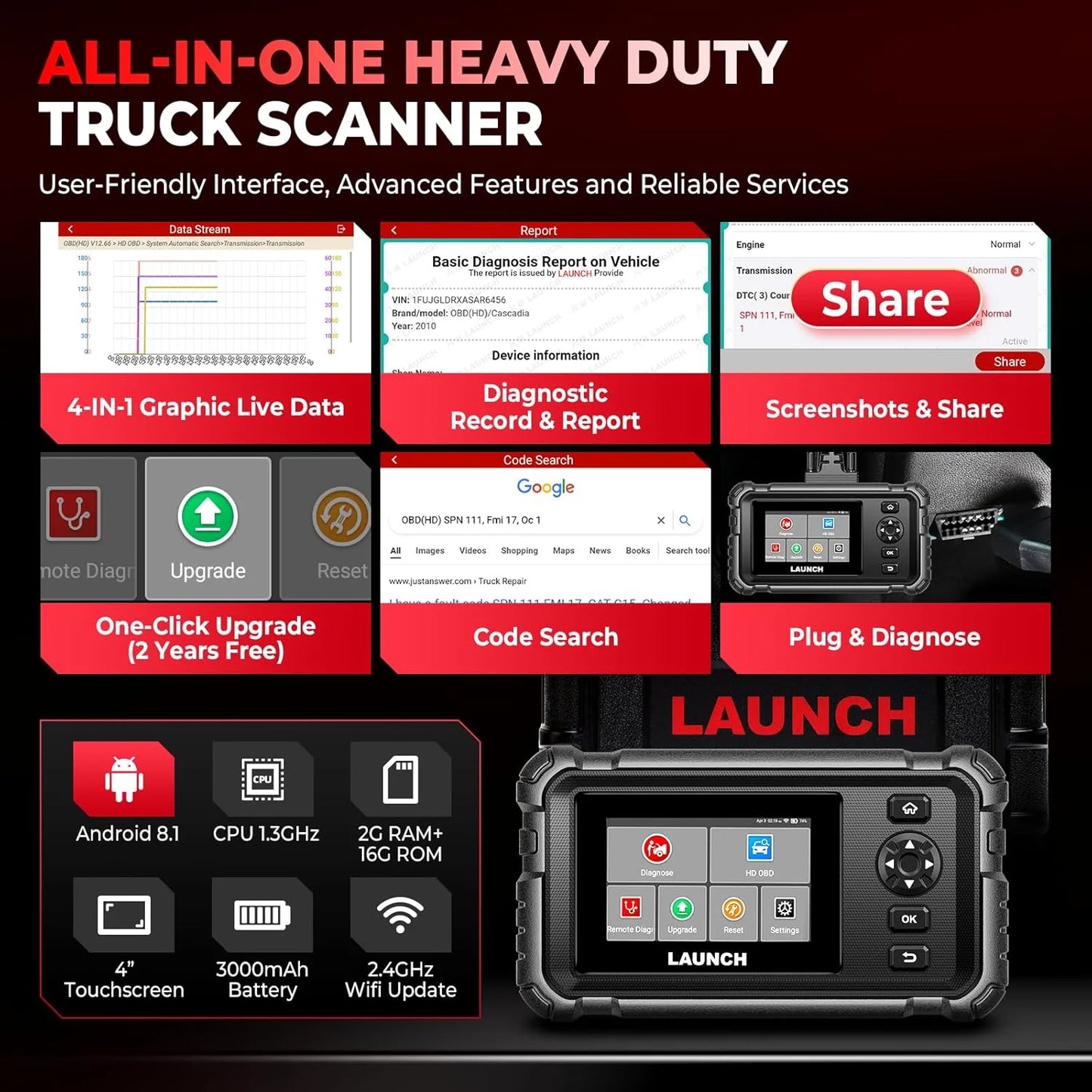 Launch CRP129 HD Heavy Duty Truck Scanner