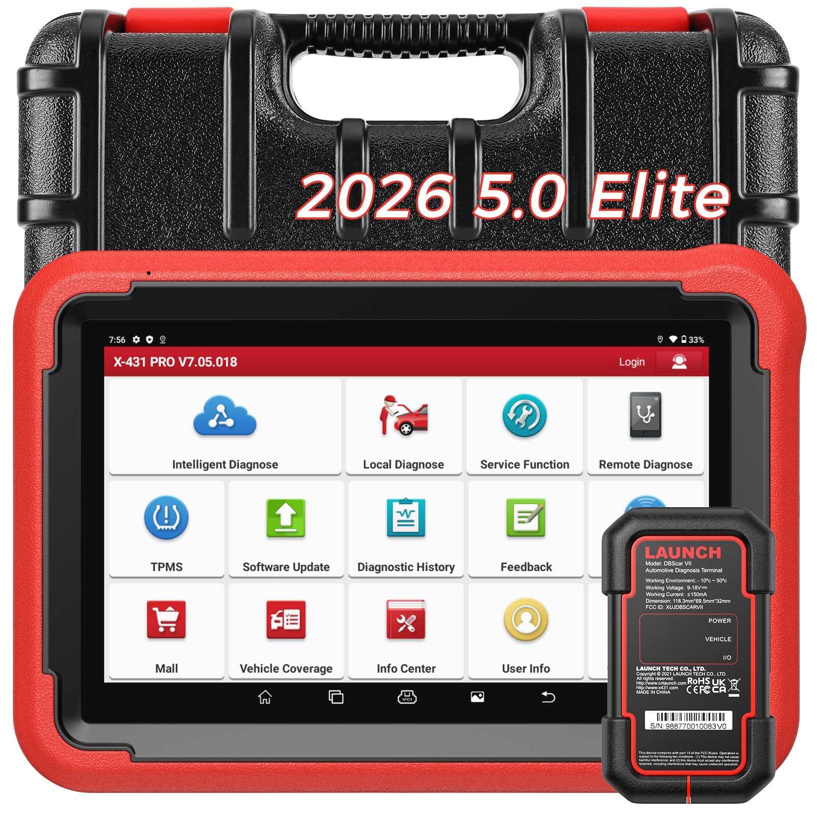 Launch X431 PROS V 5.0 Scanner, 2026 Newly Elite Bidirectional Scan Tool with CAN/DoIP, 38+ Reset, ECU Code, Launch Scanner for All Vehicles, FCA AutoAuth, 2 Yrs F-Ree Update, Same as V+