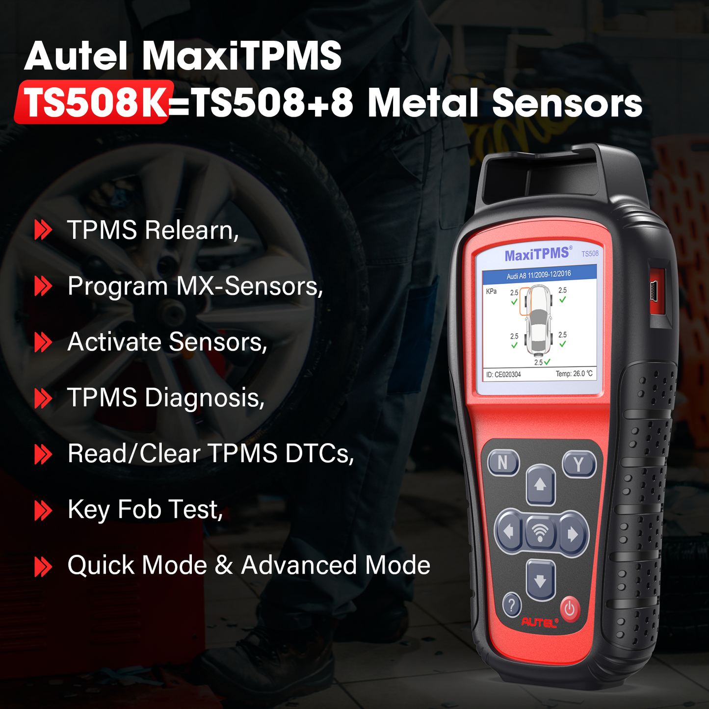 Autel ماكسي تي بي ام اس TS508K